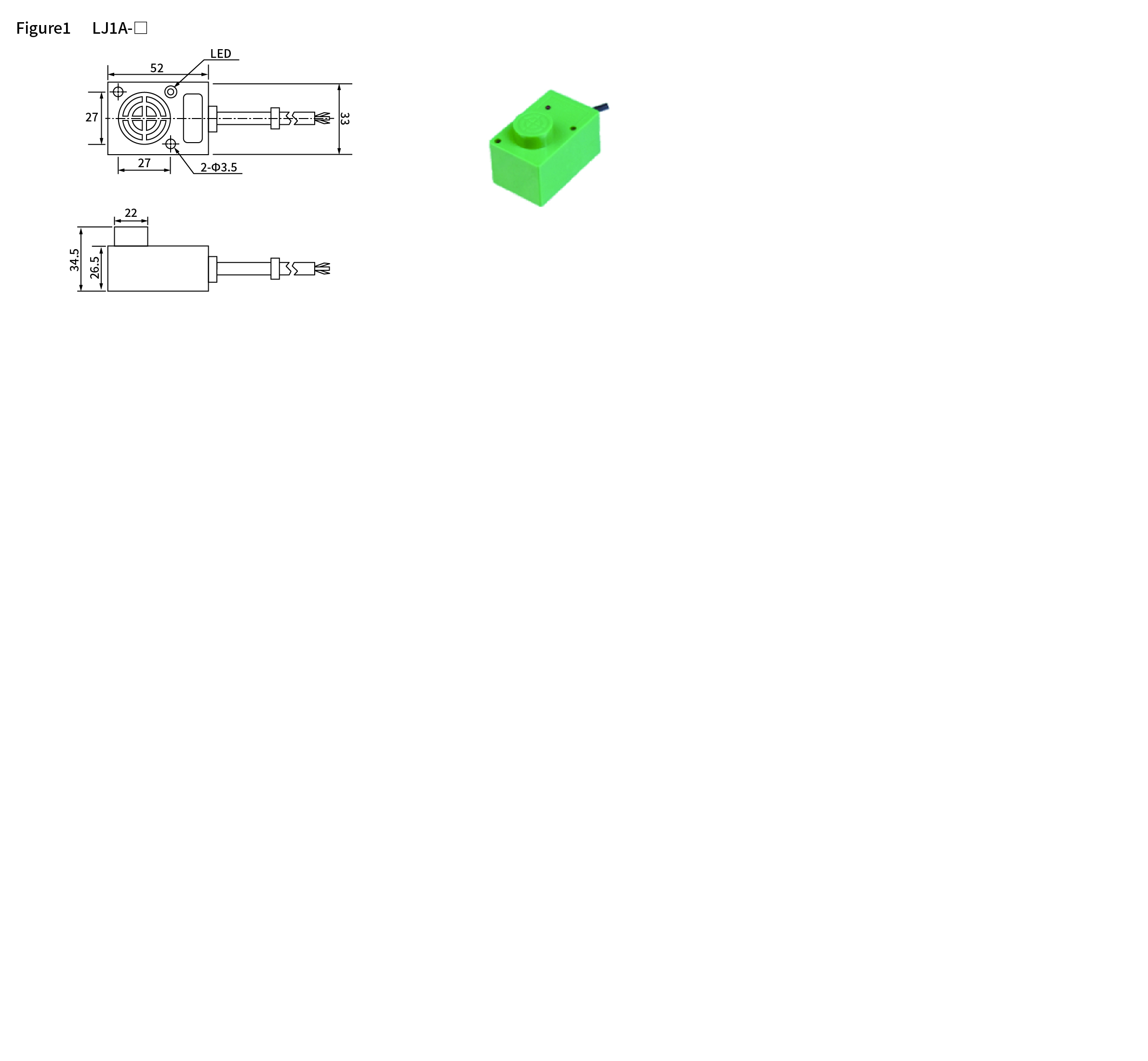 LJ series, dimensions and wiring diagram