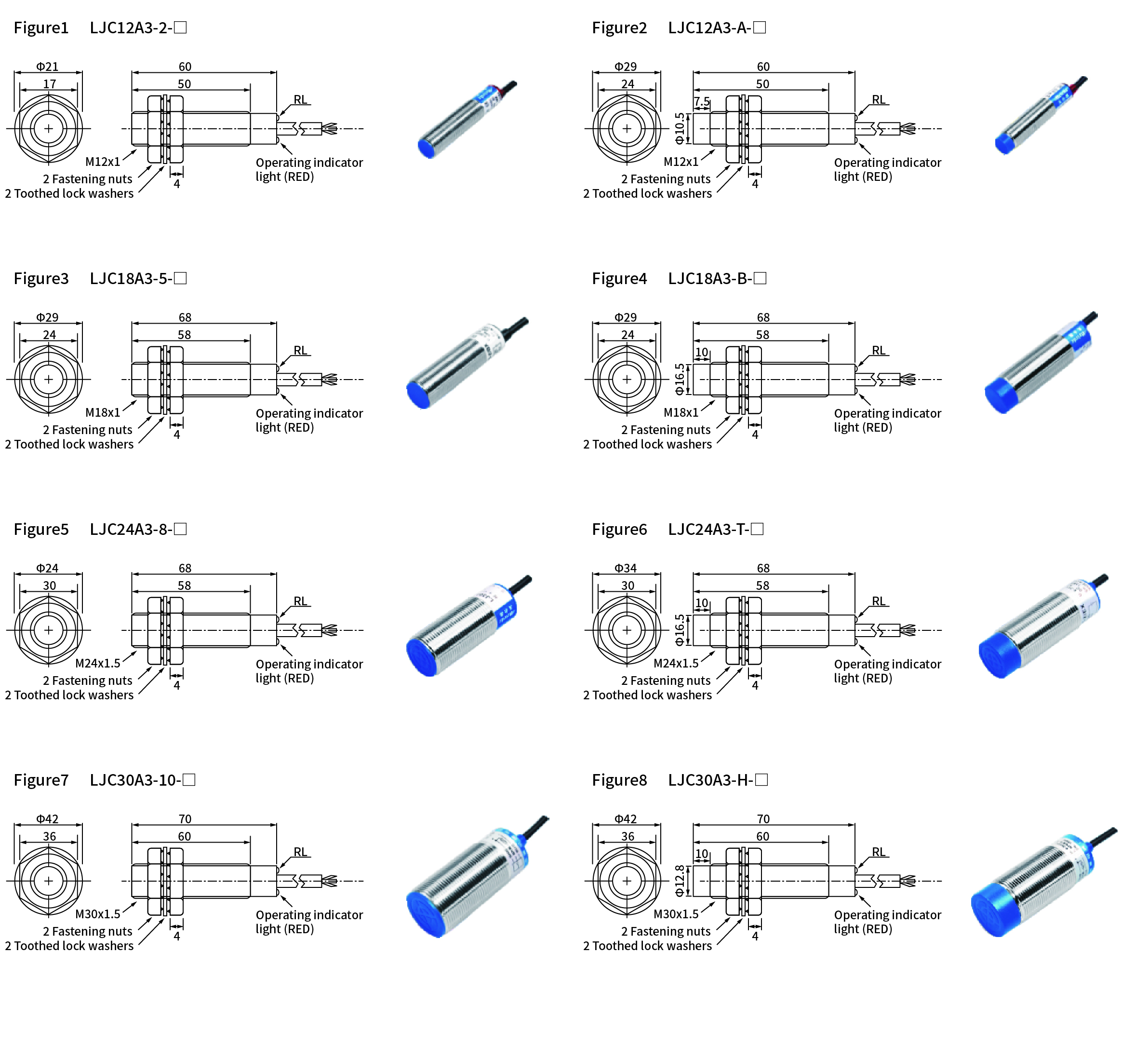 LJC series, dimensions and wiring diagram