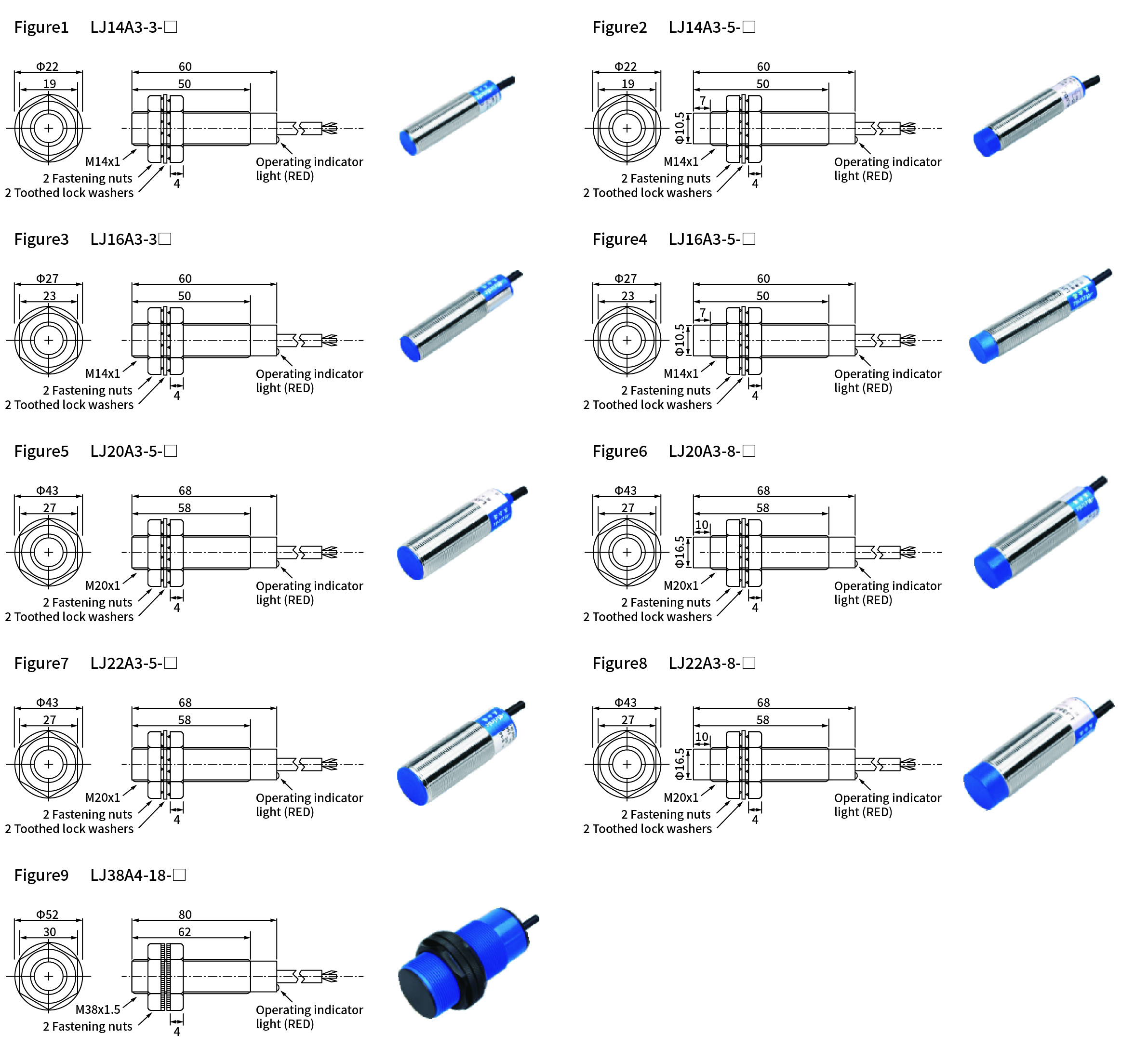 LJC series, dimensions and wiring diagram