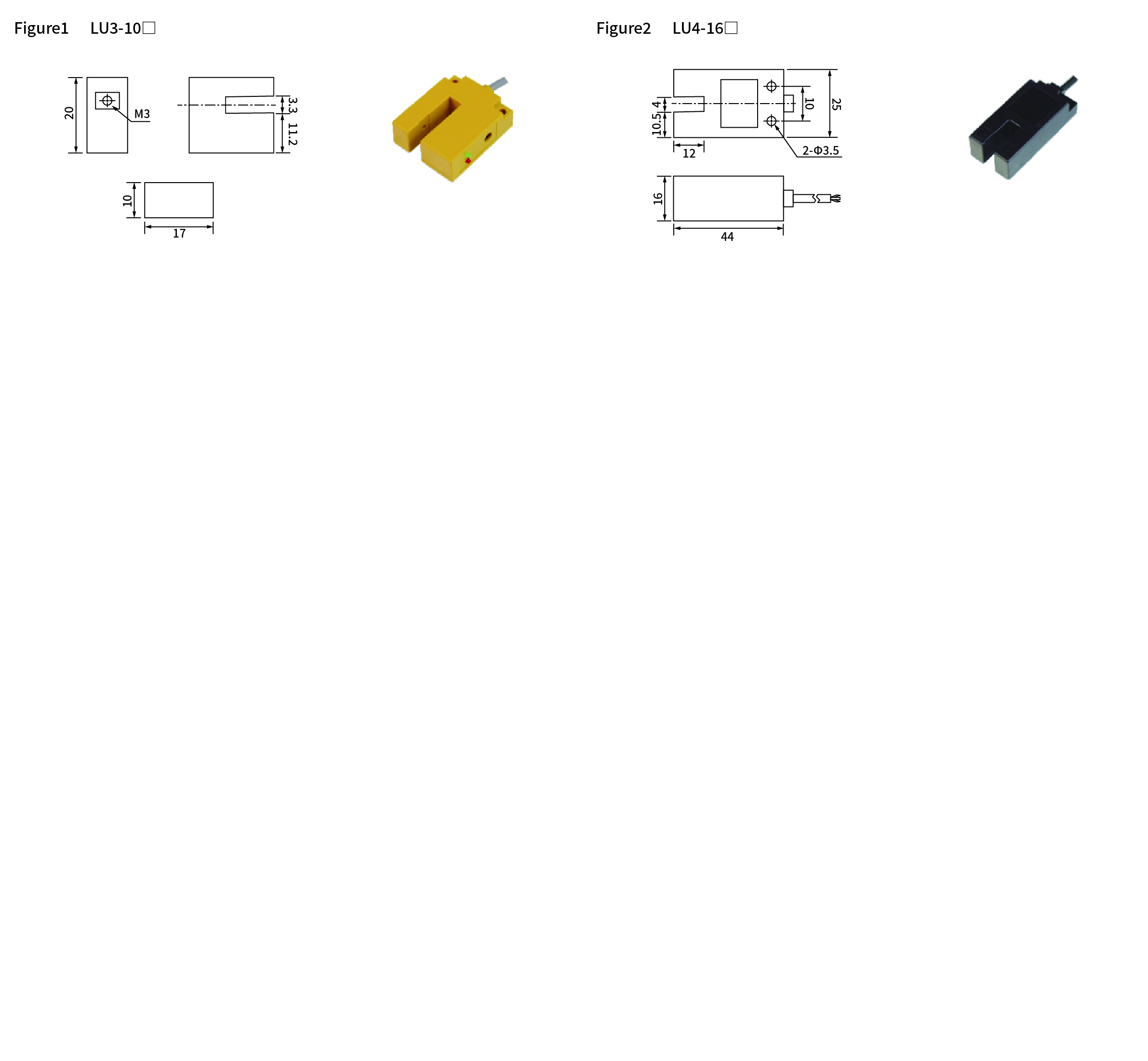 LU series, dimensions and wiring diagram