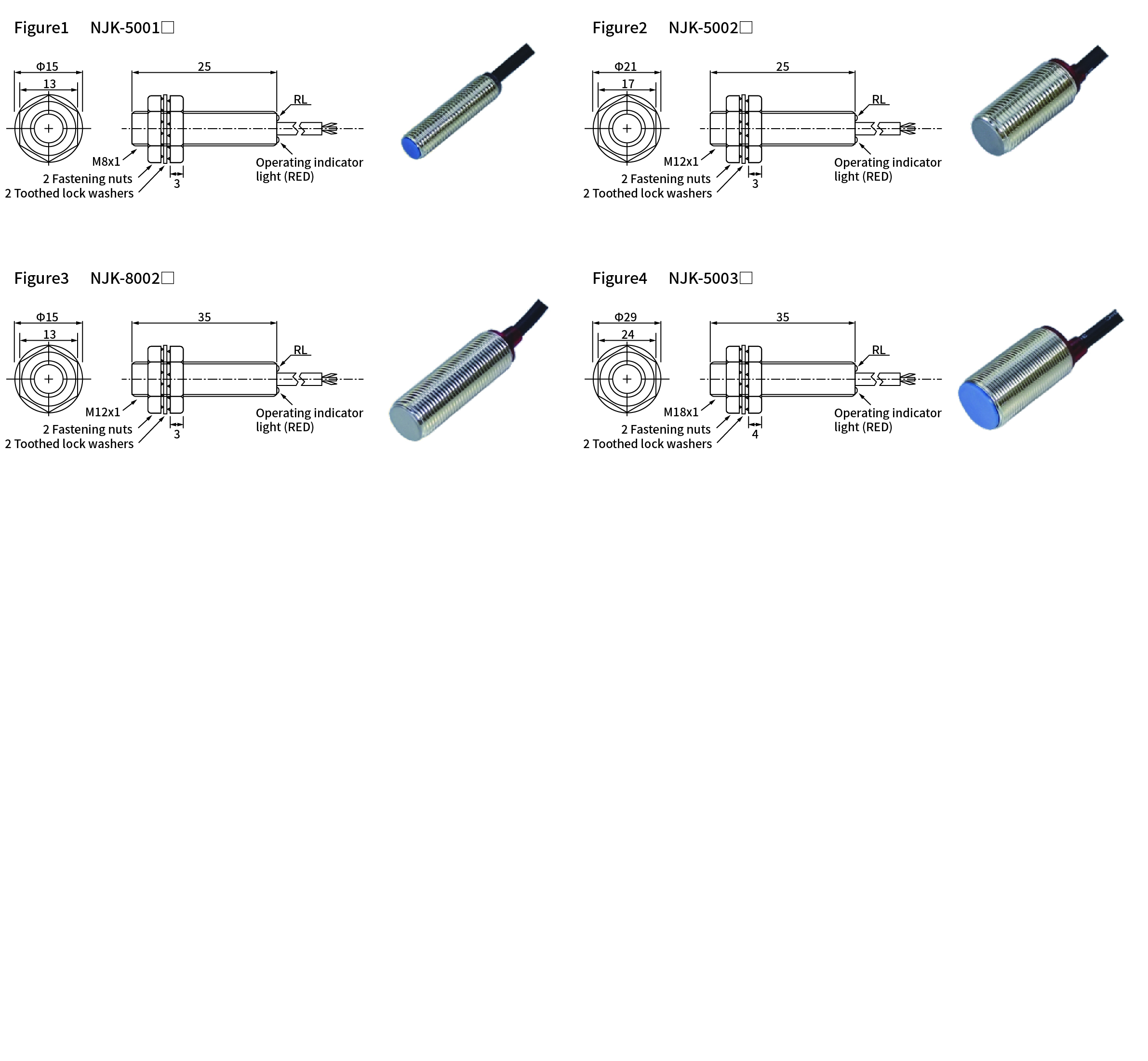 NJK series, dimensions and wiring diagram