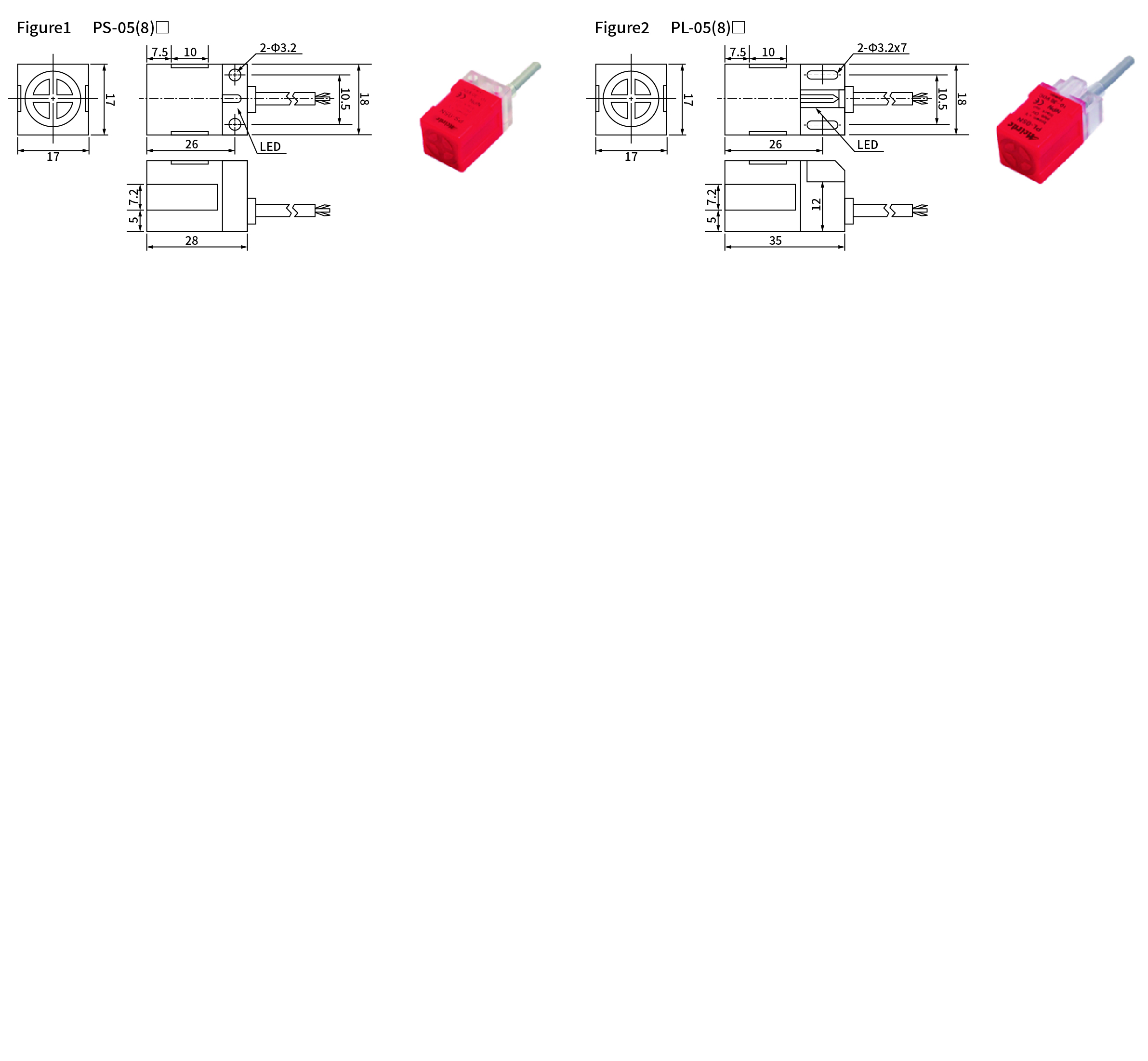 P series, dimensions and wiring diagram
