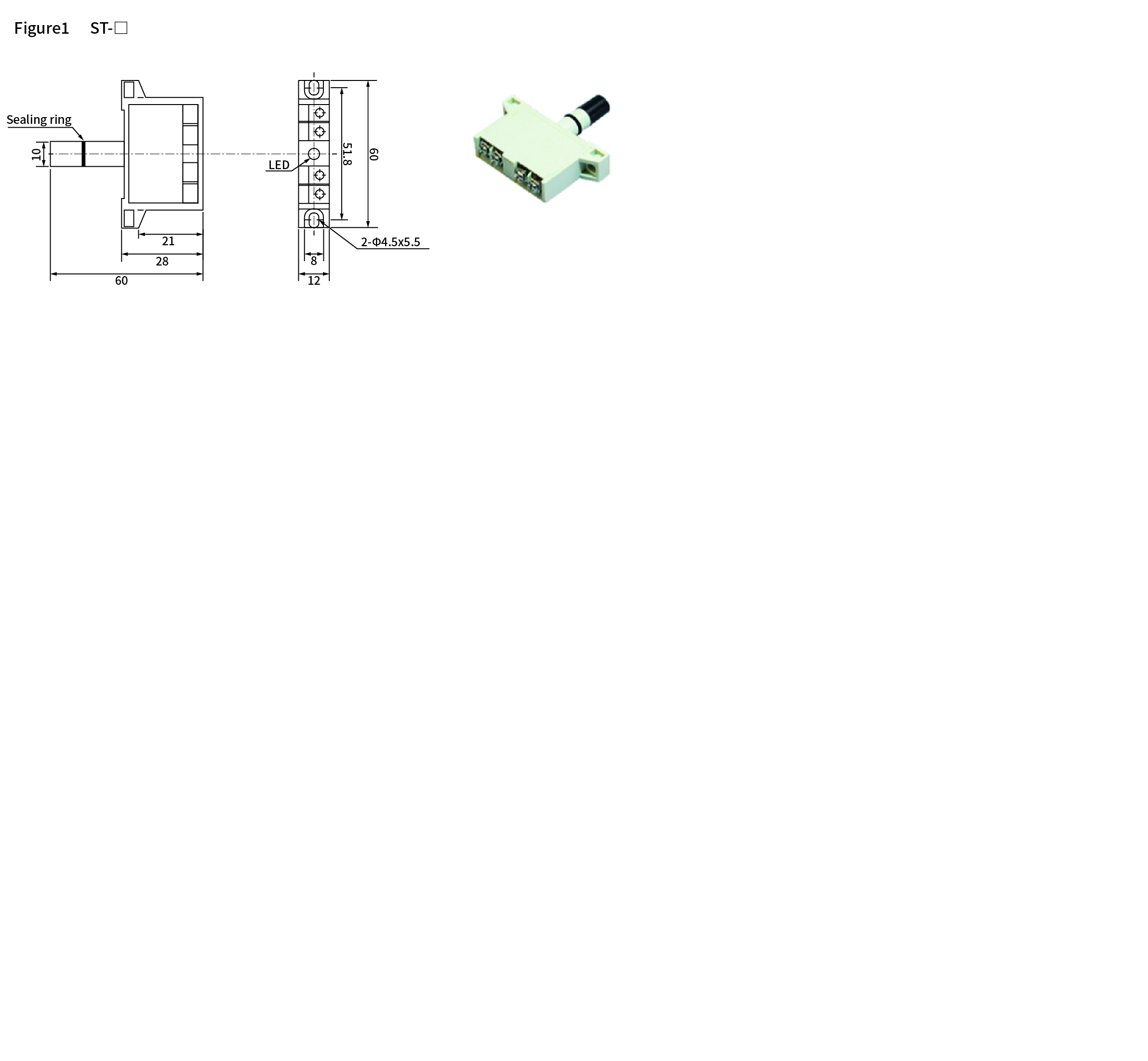 ST series, dimensions and wiring diagram
