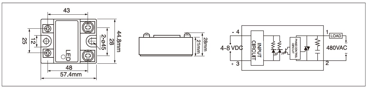 MGR-1D Series Panel Mount Solid State Relay Random-Fire Diagram