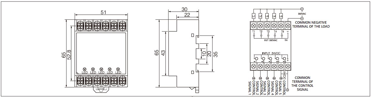 Dimension and circuit diagram - PN5 (DA) series