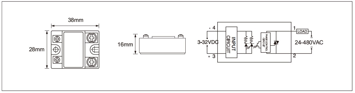 MGR-1X Series Panel Mount Solid State Relay Diagram