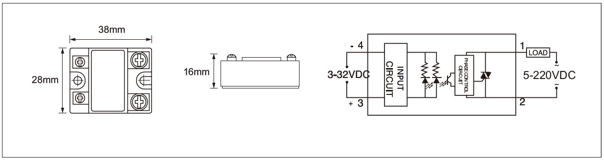 MGR-DD Series Panel Mount Solid State Relay Diagram