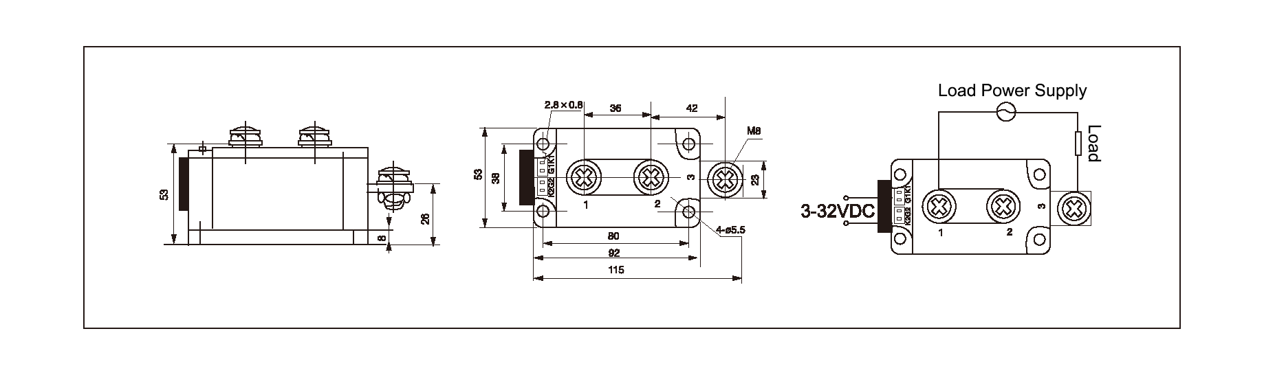 Dimension and circuit diagram - MGR H12400Z series