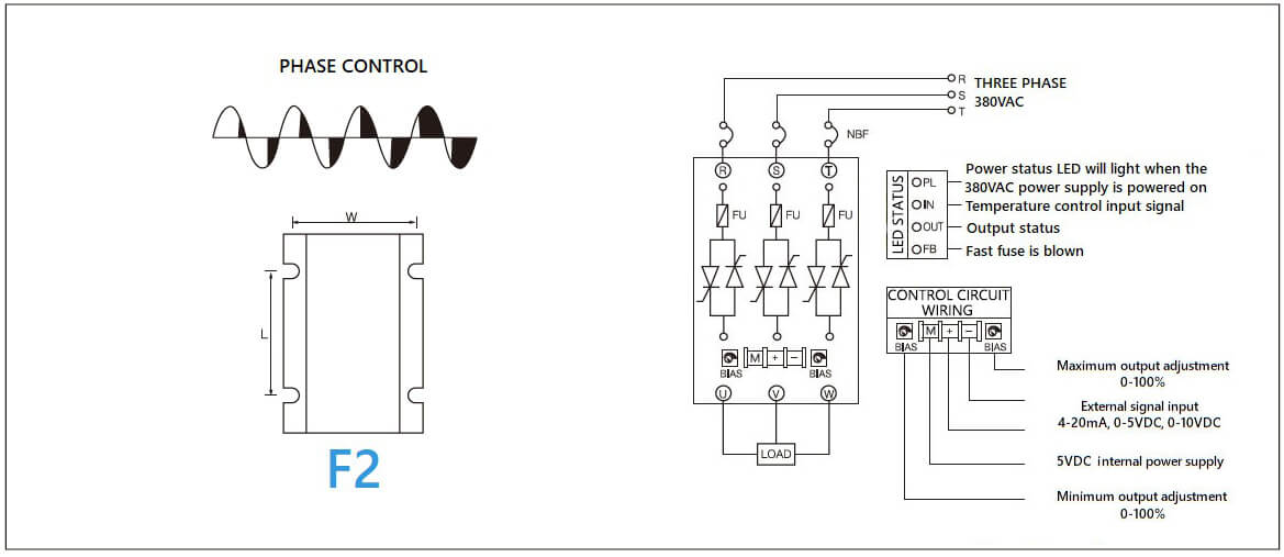 Dimension and circuit diagram - MGR SCR (LA) (H) series
