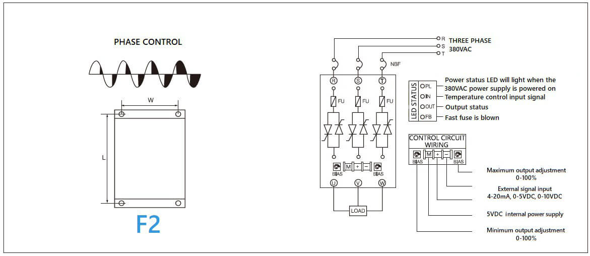 Dimension and circuit diagram - MGR SCR (LA) (H) series