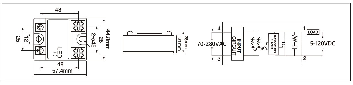MGR-1AD 시리즈 패널 마운트 솔리드 스테이트 릴레이 Diagram