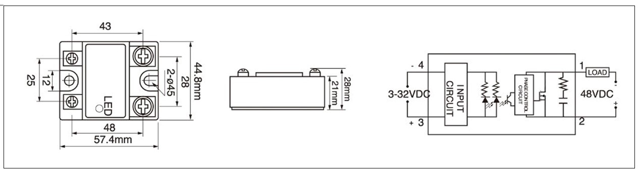 MGR-1DD Series Panel Mount Solid State Relay Diagram