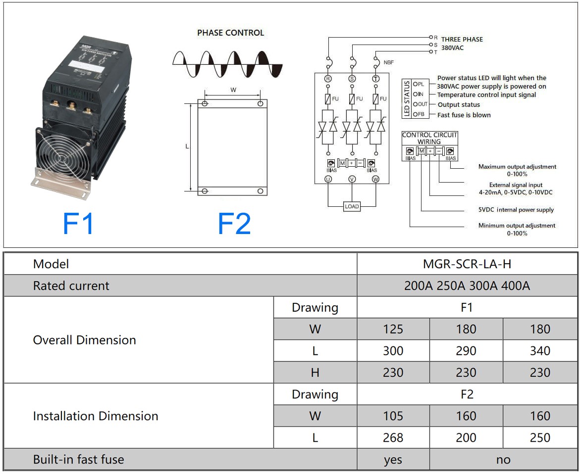 MGR-SCR3_LAH Series Voltage Power Regulator Professional, H-Power Diagram