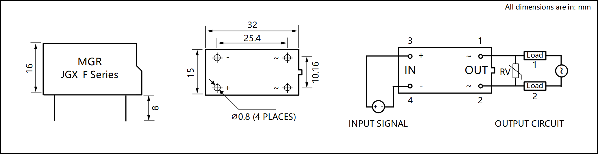 JGX_F Series Plastic Housing PCB Mount Solid State Relay Circuit Wring Diagram