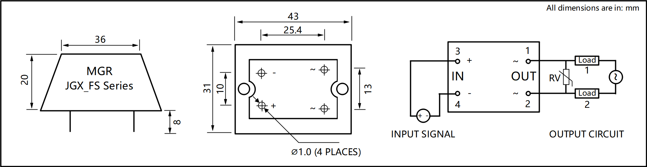 JGX_F Series Cast Aluminum-zinc Alloy Housing PCB Mount Solid State Relay Circuit Wring Diagram