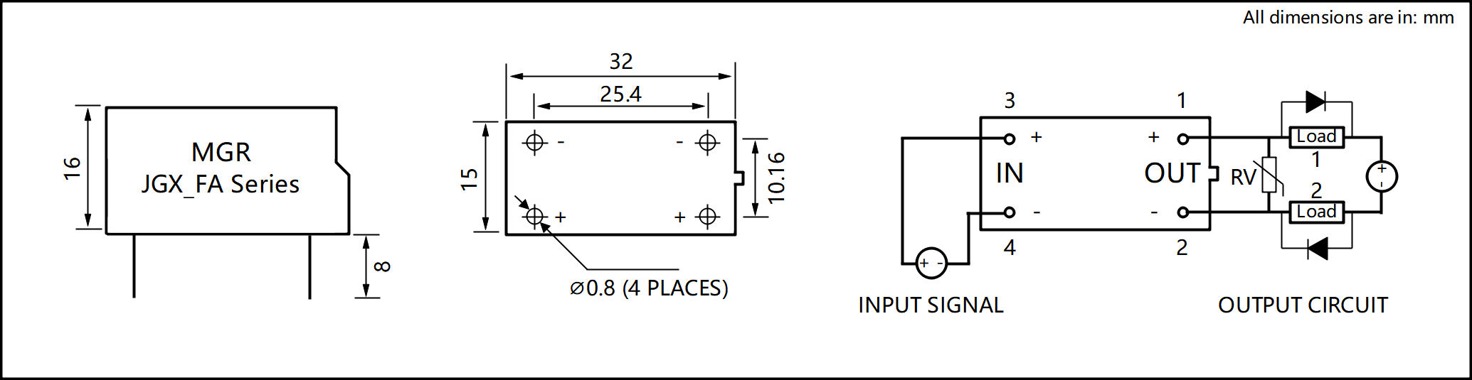 JGX_FA Series Plastic Housing PCB Mount Solid State Relay Circuit Wring Diagram