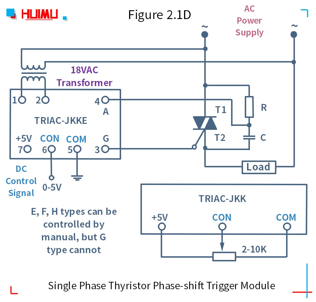 TRAIC-JKK circuit wiring diagram 1 (static dv/dt improved version)│HUIMULTD How to wire MGR mager TRAIC-JKK single phase thyristor phase-shift trigger module (static dv/dt improved version)? More detail via www.@huimultd.com