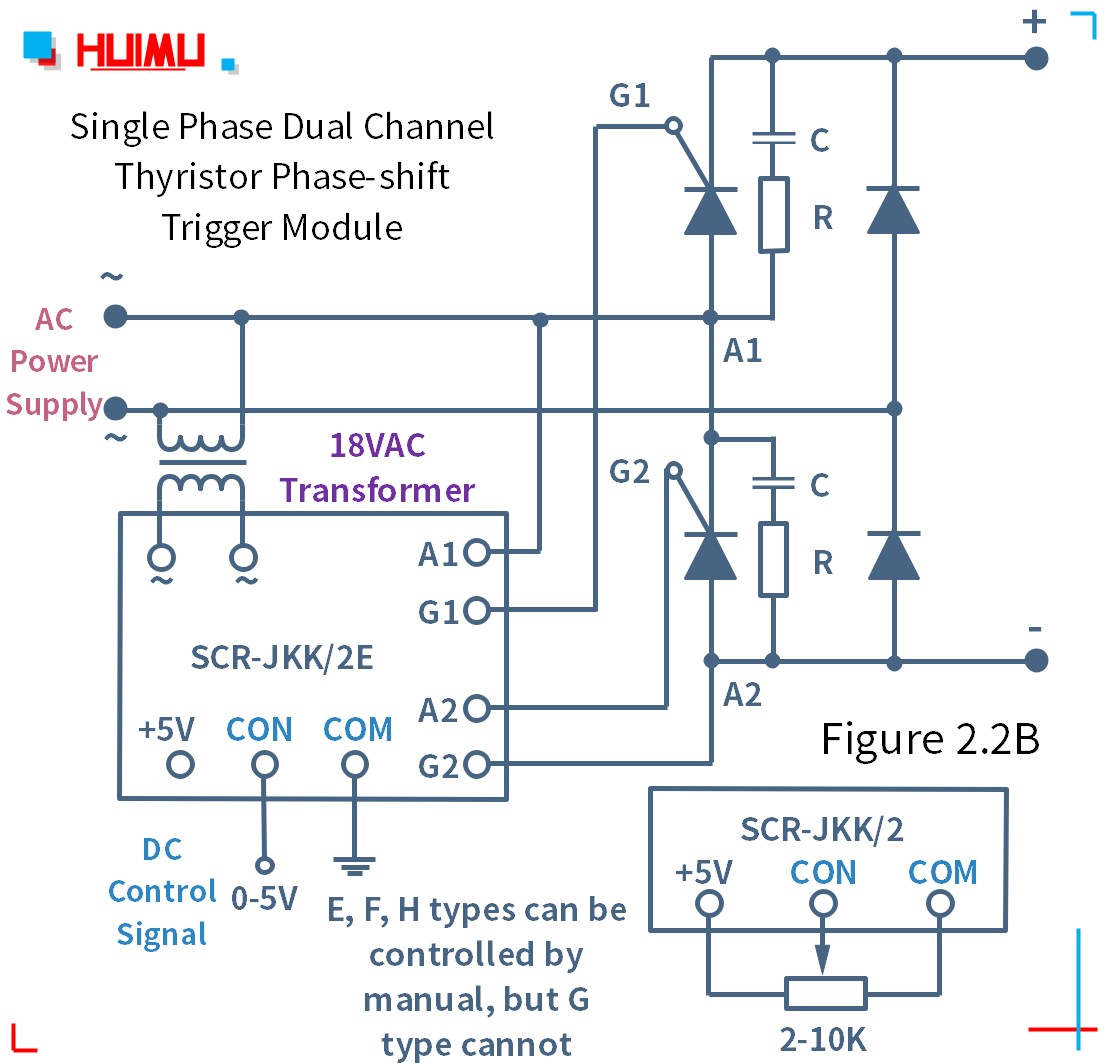 SCR-JKK/2 circuit wiring diagram 2 How to wire MGR mager single phase dual channel thyristor phase-shift trigger module (SCR-JKK/2)? More detail via www.@huimultd.com