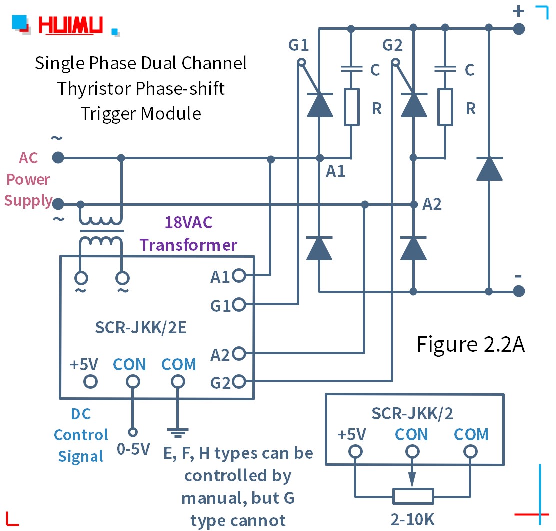 SCR-JKK/2 circuit wiring diagram 1│HUIMULTD How to wire MGR mager single phase dual channel thyristor phase-shift trigger module (SCR-JKK/2)? More detail via www.@huimultd.com