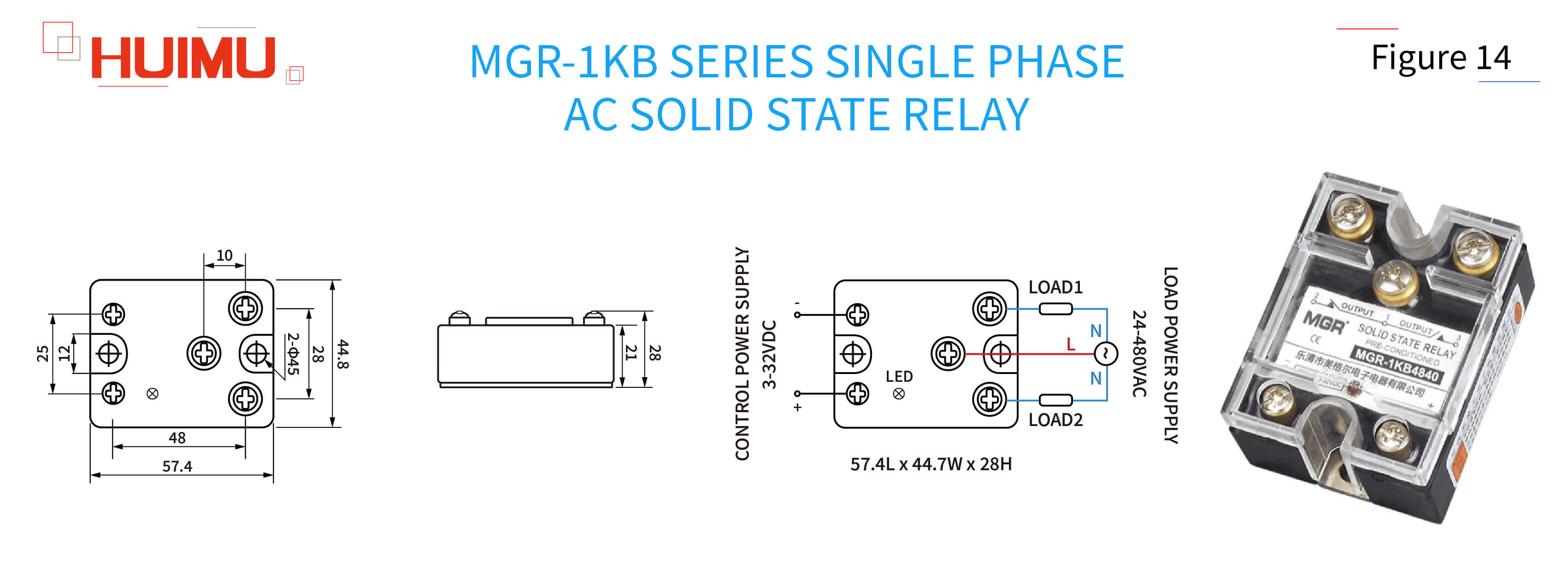 AN05F14 MGR-1KB Series Single Phase AC Solid State Relay