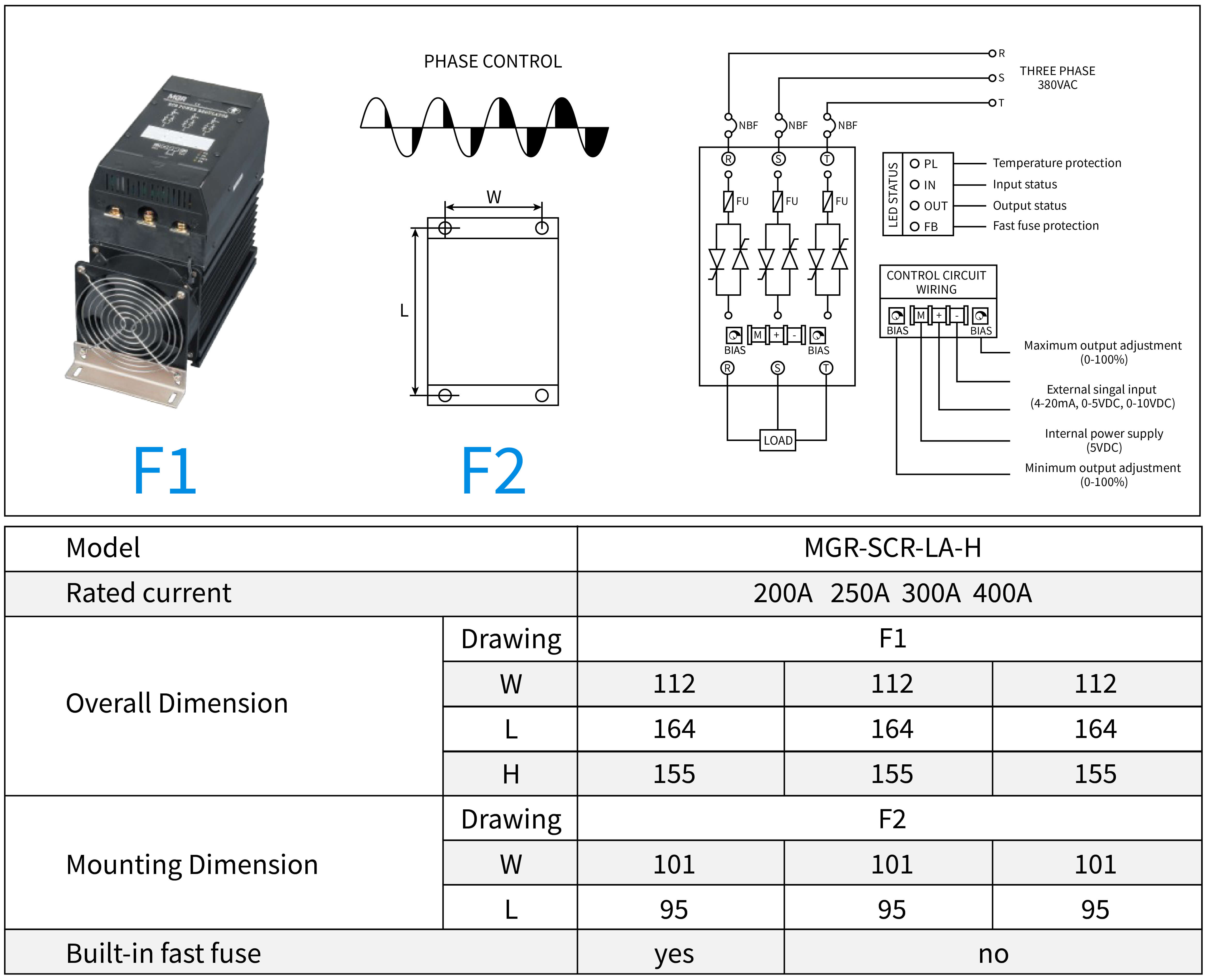 MGR-SCR3_LAH Series Voltage Power Regulator Professional, H-Power Diagram