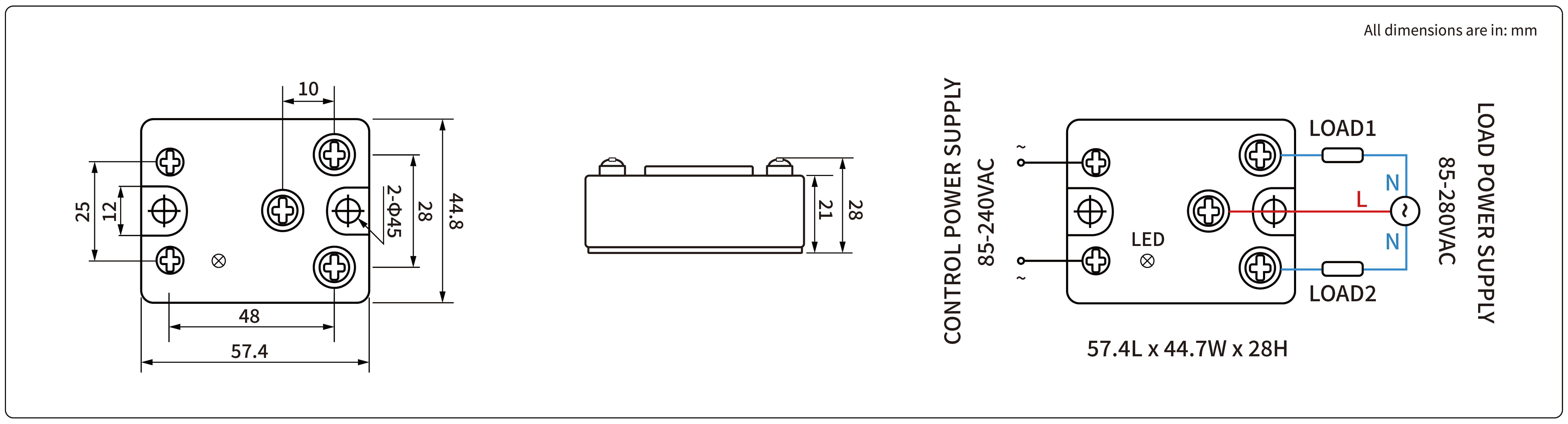 MGR-1AKB24 Series Panel Mount Solid State Relay Diagram